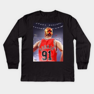 DENNIS RODMAN / LOW POLY RED VERSION Kids Long Sleeve T-Shirt